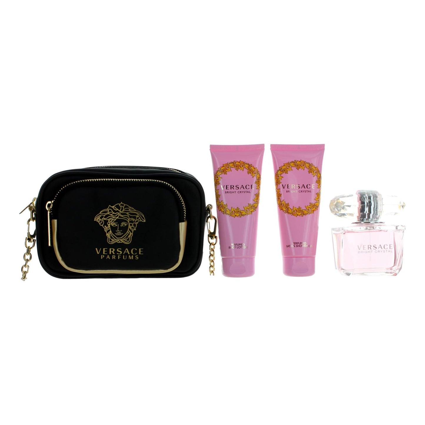 Versace Bright Crystal, 4 Piece Gift Set for Women with Purse