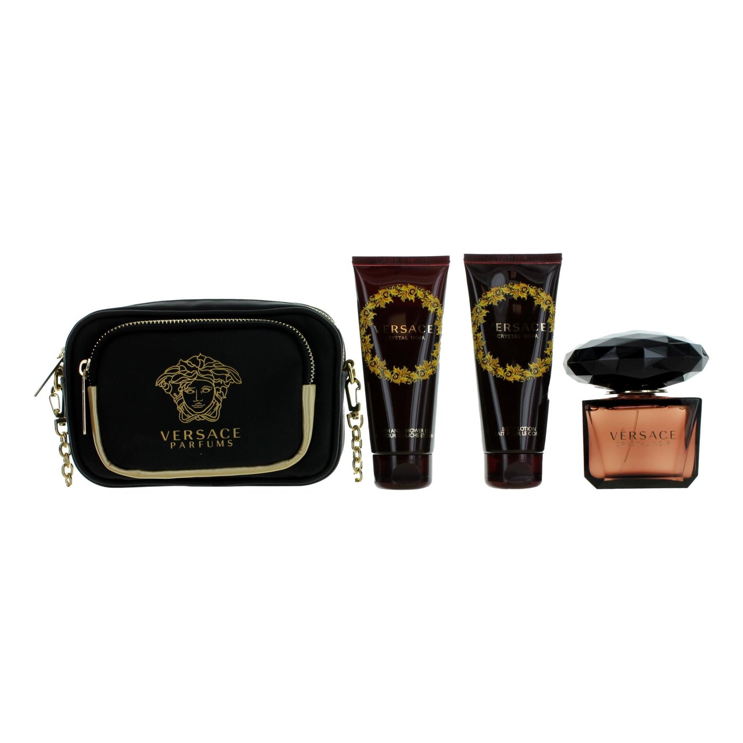 Versace Crystal Noir, 4 Piece Gift Set for Women with Purse