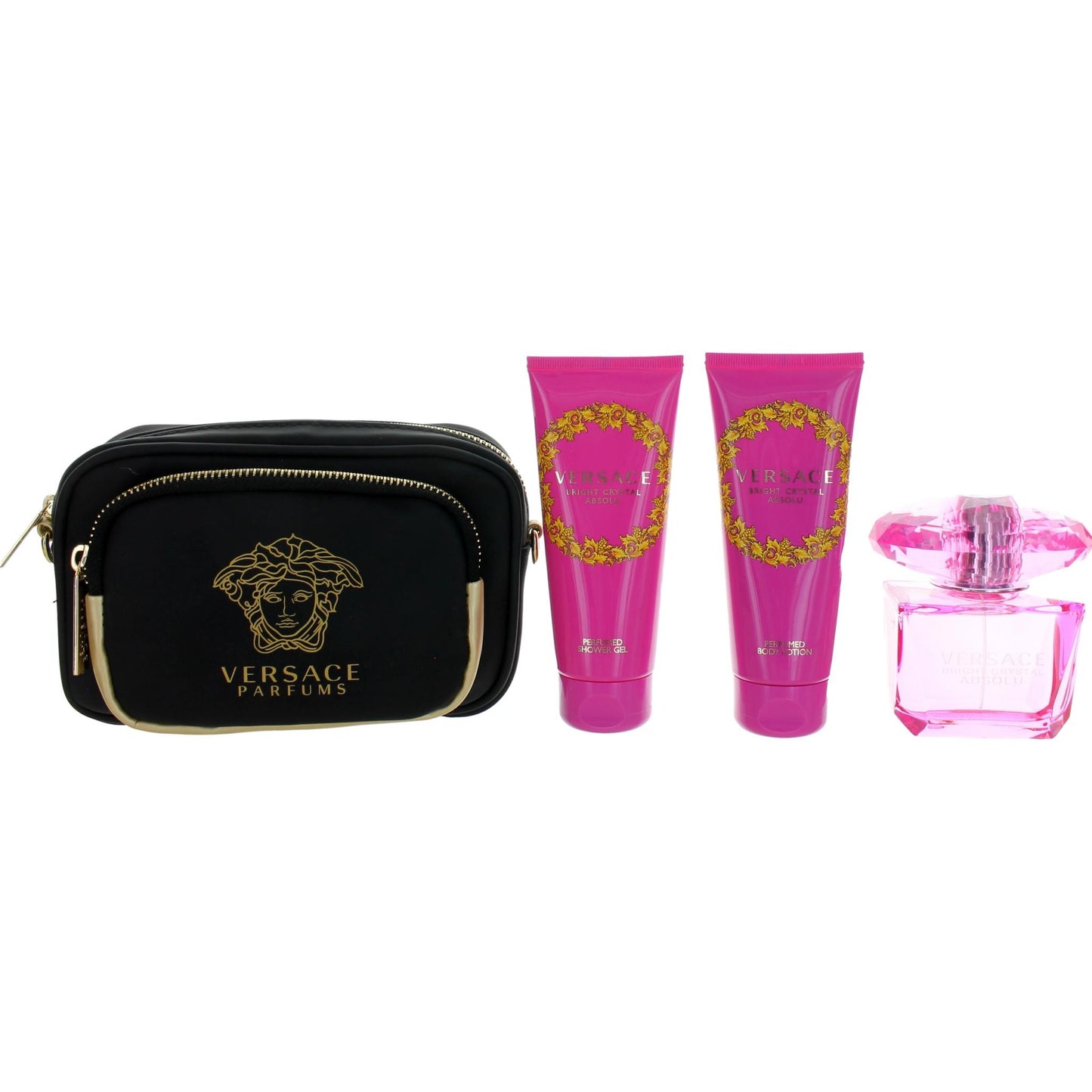 Versace Bright Crystal Absolu, 4 Piece Gift Set for Women with Purse