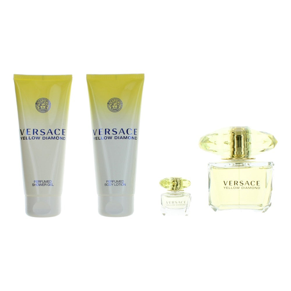 Versace Yellow Diamond, 4 Piece Gift Set for Women